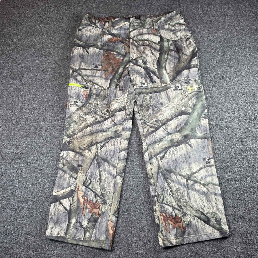 Under Armour Pants Mossy Oak Camo Mens 2XL Loose Hunting Fleece Scent Control
